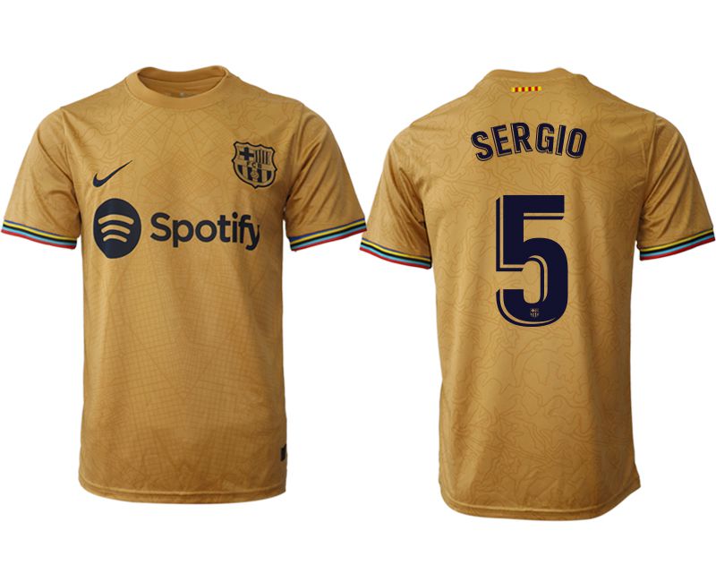 Men 2022-2023 Club Barcelona away aaa version yellow #5 Soccer Jersey